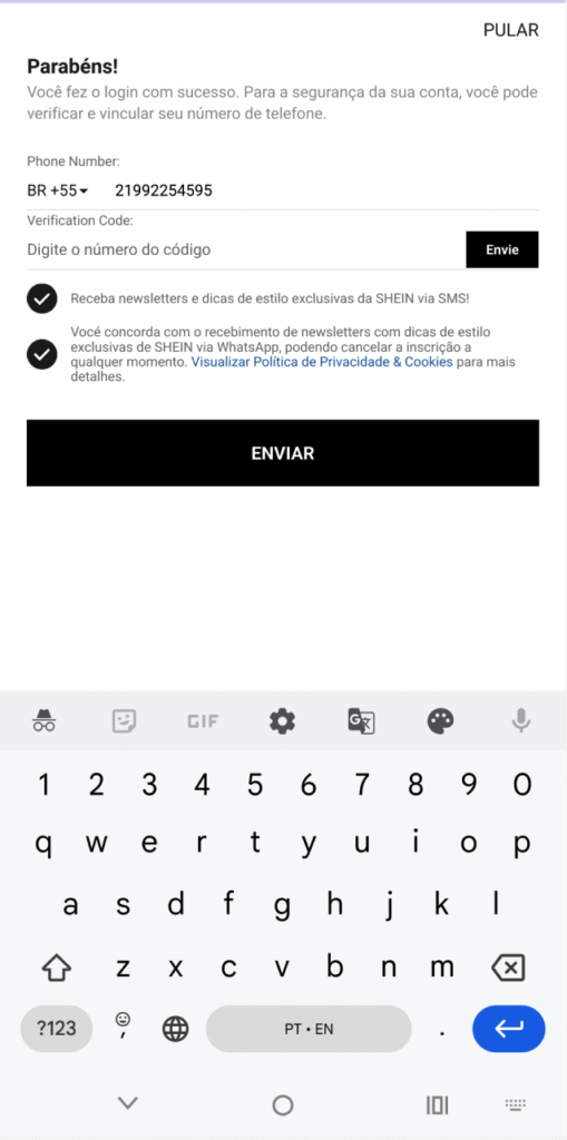 Print com campo de telefone abrindo teclado errado no mobile.