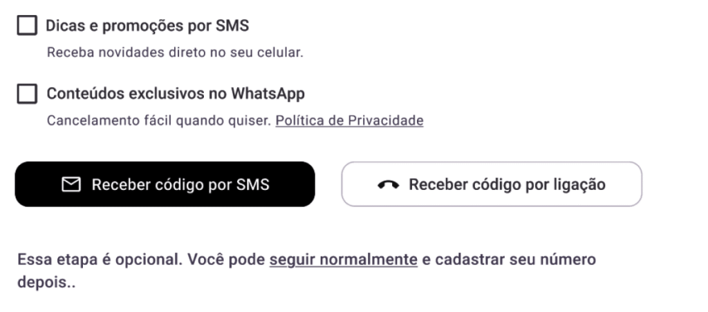 Opt-in com texto reescrito de forma ética e clara.